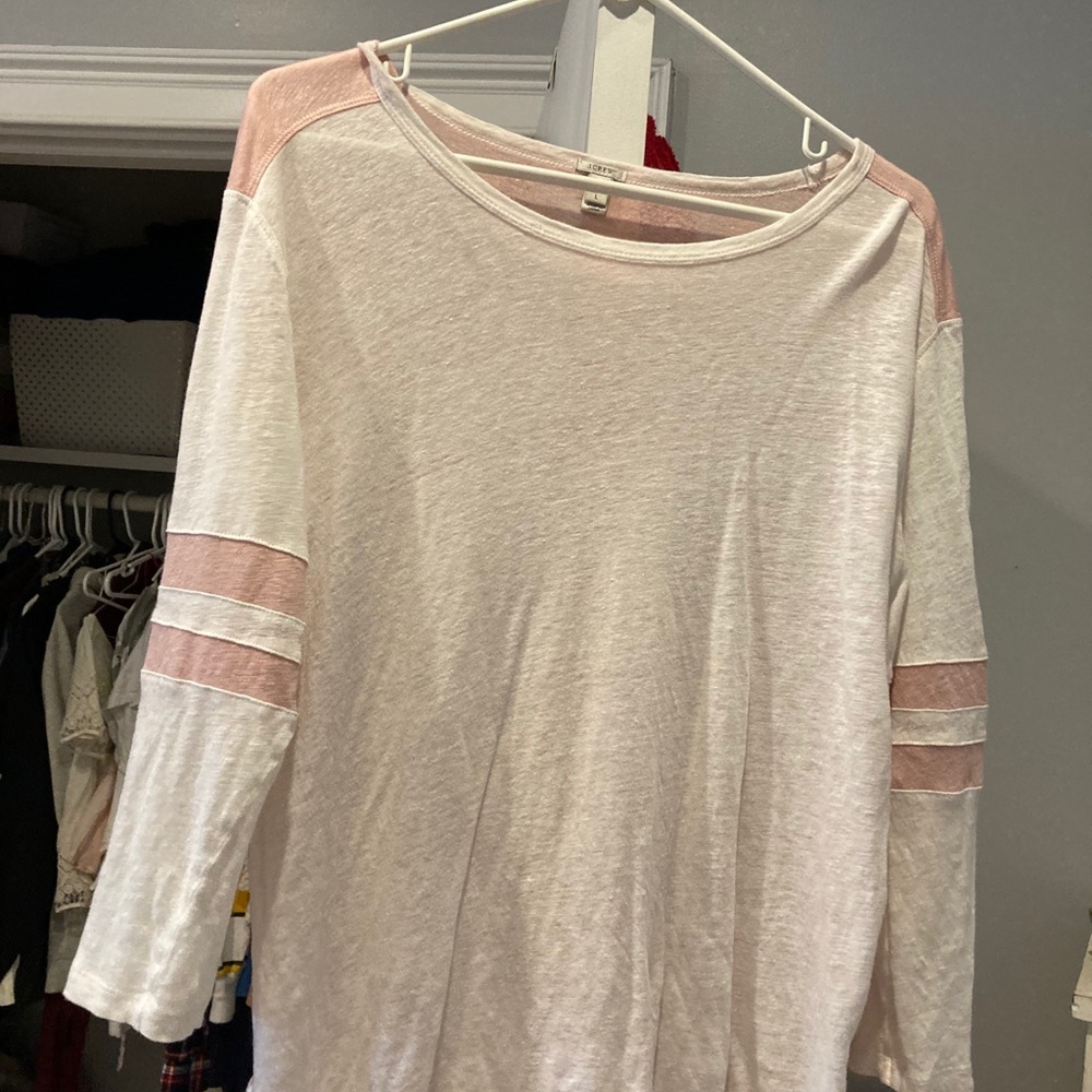 J. Crew pink and white stripped long sleeve